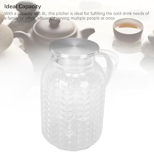 Acrylic Water Pitcher with Lid Handle, 1800ML