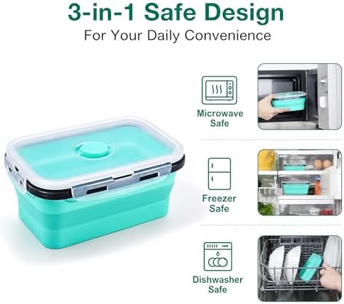 Collapsible Food Storage Containers with Lids - for Camping RV