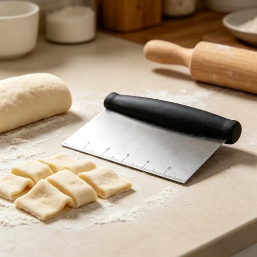 Multi-Purpose Bench Scraper & Chopper: Stainless Steel Dough Cutter