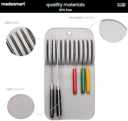 madesmart Classic In Drawer Knife Mat, 11 Knives, Grey