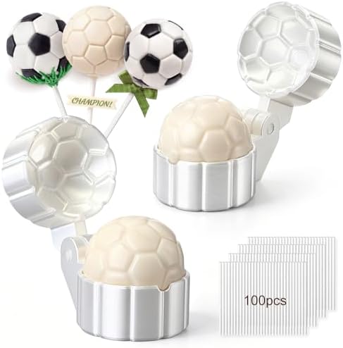 2 Pcs Soccer Cake Pop Mold with 100 Pcs Sticks, Soccer Mold