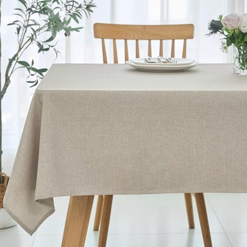 maxmill Rectangle Linen Textured Tablecloth Waterproof Spillproof