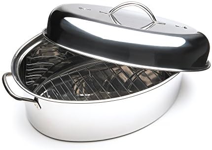 Fox Run Oval Roaster Set, Stainless Steel, 10-Quart