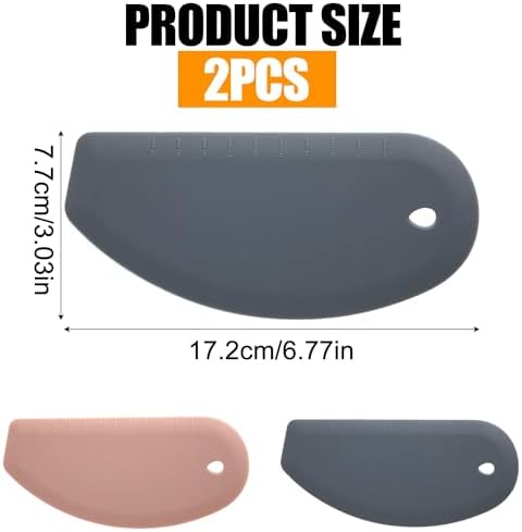 2pcs Silicone Dough Scraper, Curved Edge Bench Scraper & Stainless