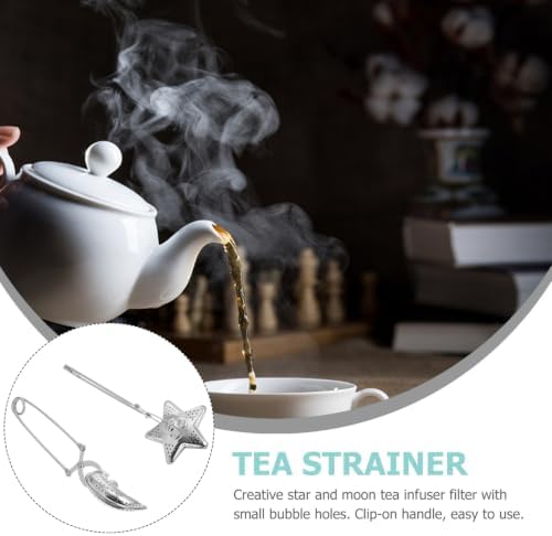 NUOBESTY Tea Strainer Set 2 Pcs Star and Moon Tea Infuser Clips