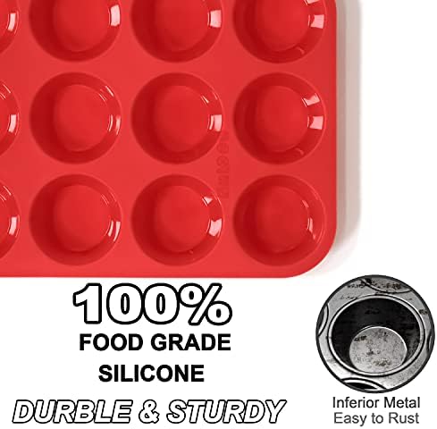 Anaeat Silicone Muffin Pan Set - Regular 12 Cups & Mini 24 Cups