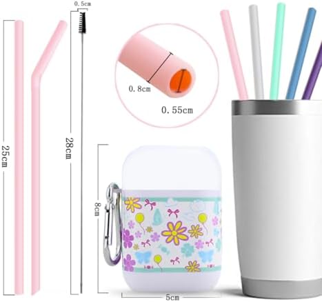 Reusable Silicone Folding Beverage Straw Set Portable Collapsible