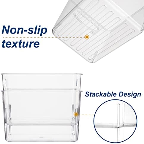 Set Of 8 Clear Pantry Organizer Bins Refrigerator Organizer Bins ,Plastic Stackable Fridge Organizer Clear Storage Bins For Organizing Kitchen,Cabinet And Countertops,BPA Free(4 Small & 4 Large)