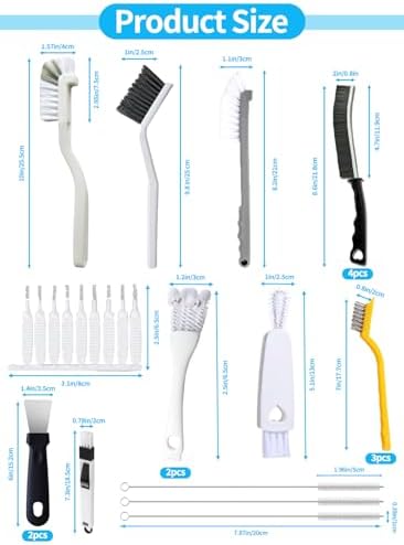 20Pcs Crevice Cleaning Brush Set, Hard Bristle Scrub Brushes for Gaps
