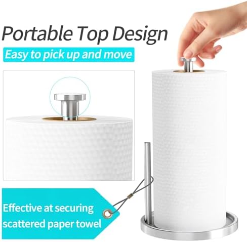 Paper Towel Holder Countertop, Stainless Steel, Silver