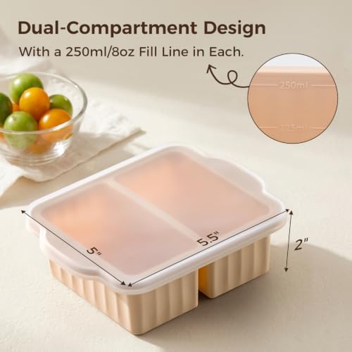5 Pack Silicone Freezer Trays with Lids, Soup Cubes Freezer Molds