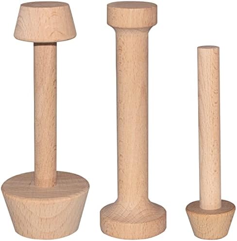 Dupiulk Wooden Tart Tamper Set, 3 Pieces