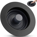 Universal 3-in-1 Kitchen Sink Drain Strainer Stopper, Matte Black