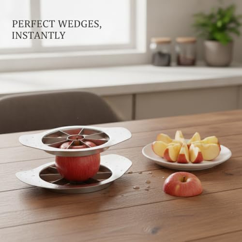 Apple Slicer Corer, Stainless Steel Fruit Cutter for Uniform Wedges