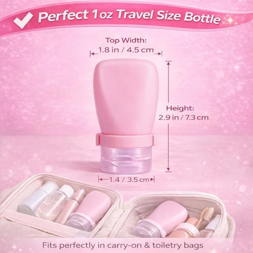 1 oz Travel Bottles, Leakproof Silicone Squeeze Bottle Mini Travel