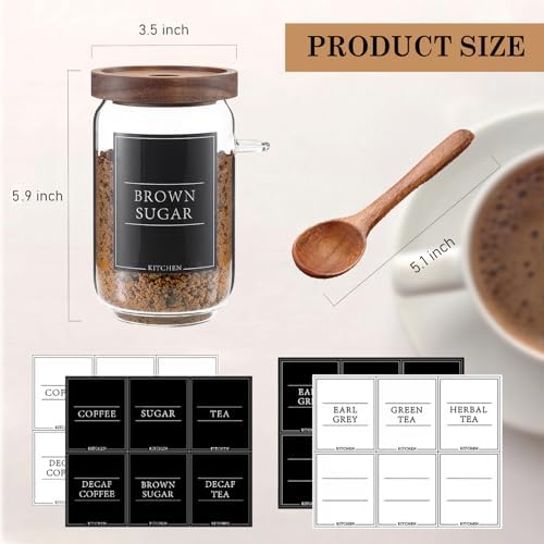 KOSKIMER Coffee and Sugar Container Set, Glass Jars