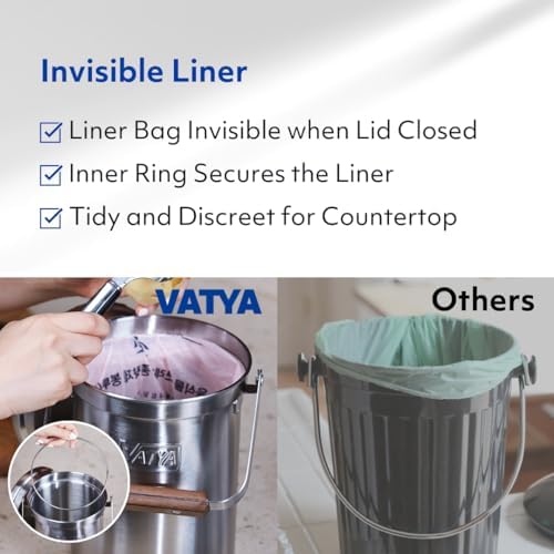 Vatya Stainless Steel Compost Bin, 0.8 Gallon