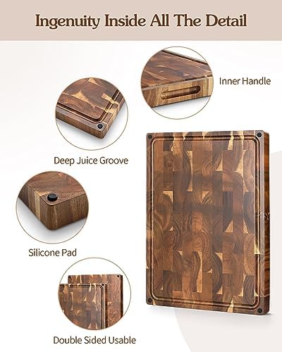 XINZUO Large Thick End Grain Acacia Wood Cutting Board