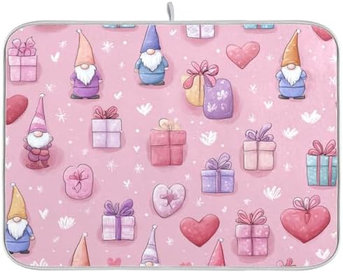 OTVEE Love Gnome Art Dish Drying Mat for Kitchen Counter Absorbent