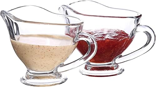 RONDURE SET OF 2 Glass Gravy Boat - 7 oz with Handle Creamer Pitcher