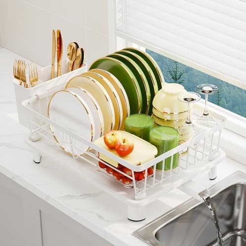 Dish Drainer Rack with Drip Tray, Sink Dish Drainer with Drainage