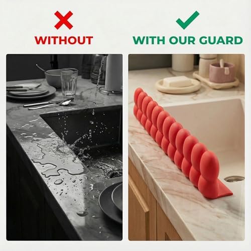 Silicone Sink Splash Guard for Kitchen & Bathroom - 20" Water Barrier