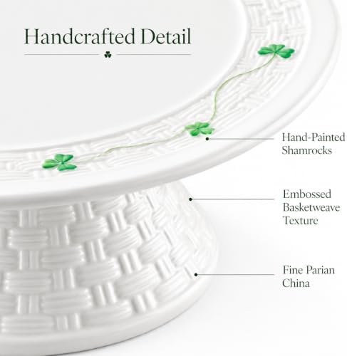 Belleek Classic Shamrock Cake Stand | 10in Parian China | Made in