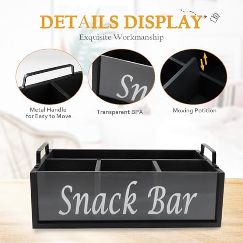 Snack Organizer for Countertop, 4 Compartments Snack Containers with