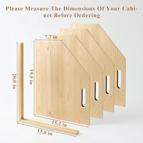 Solid Wood Tray Dividers for Cabinets, 4-Pack Baking Sheet & Cutting Board Organizer, Adjustable Cabinet Storage for Cookie Sheets, Pans and Pantry Trays