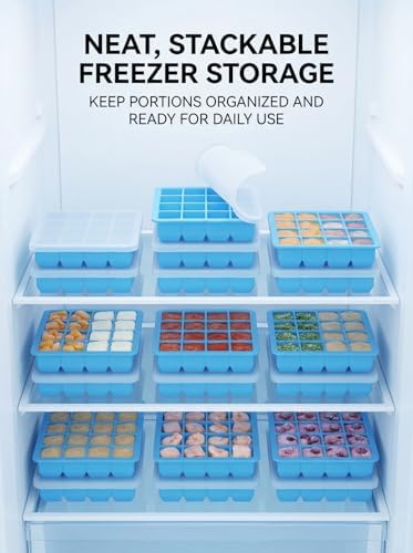 6 Pack 1 Tbsp Silicone Freezer Molds with Lids, Garlic Freezer Tray