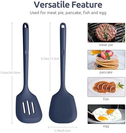 U-Taste Silicone Turner Spatula Set, 2-Piece, Midnight Blue