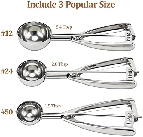 Cookie Scoop for Baking Set of 3 - Ice Cream Scoop Stainless Steel