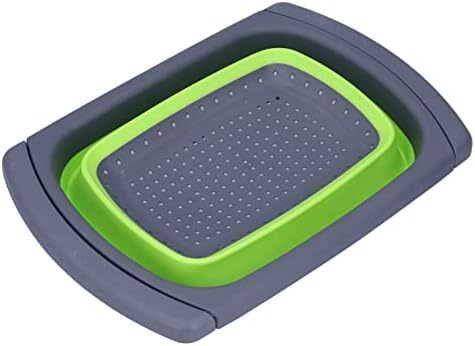 LiebeWH Over Sink Oval Colander, Plastic Silicone Fruit Wash Basket