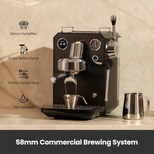 Gemilai G3006 Espresso Machine and Coffee Grinder Bundle, Black