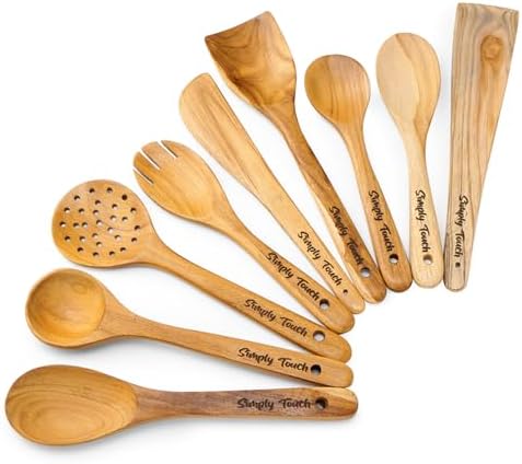 Simply Touch 9-Piece Natural Wood Kitchen Utensil Set