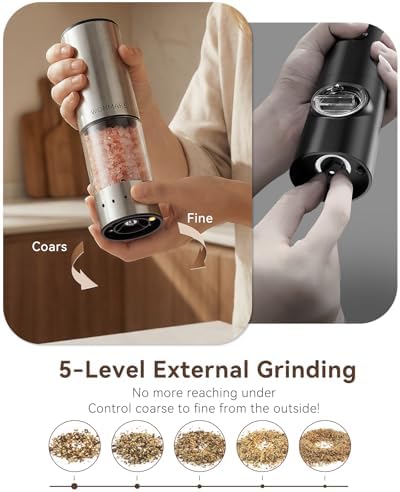 Electric Type-C Rechargeable Salt and Pepper Grinder Set