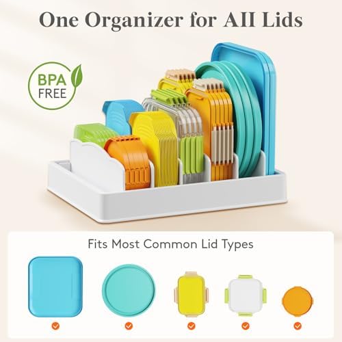 Lifewit Kitchen Cabinet Organizer for Food Contanier Lid with 7