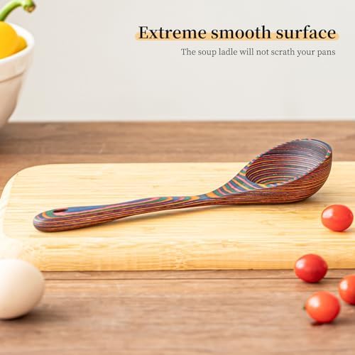 Gudamaye Pakkawood Rainbow Deep Soup Ladles,Pakkawood Ladle,10.6 inch