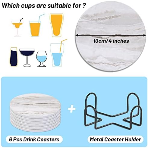 Acejoz Drink Coasters with Holder for Coffee Table, Absorbent Coaster