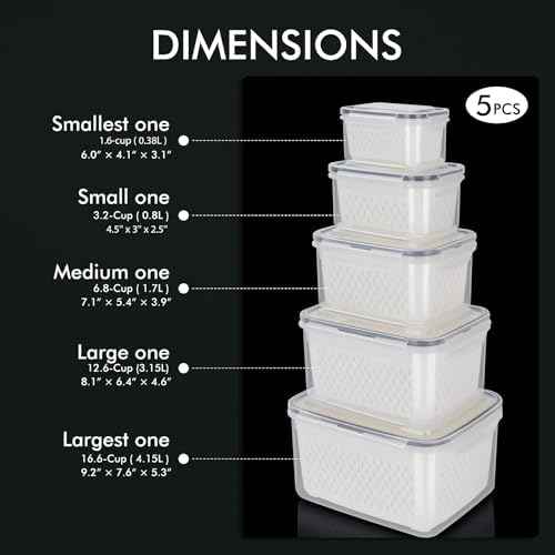 HOTEC 5-Pack Fruit Storage Container, 4.15L
