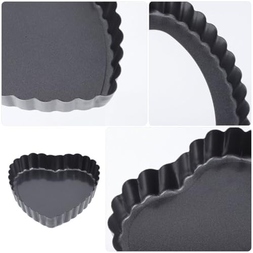 Alipis Mini Heart Tart Pan Bakeware Carbon Steel Nonstick 6pcs Set