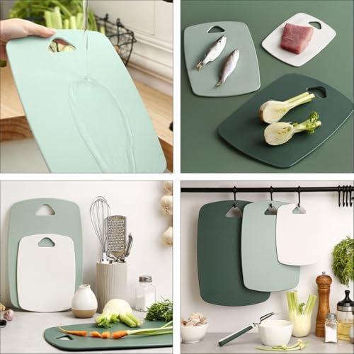 3pcs Plastic Cutting Board Set with Color-coded Non-slip Mats for