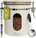Veken Coffee Canister with Window, Airtight Stainless Steel Container
