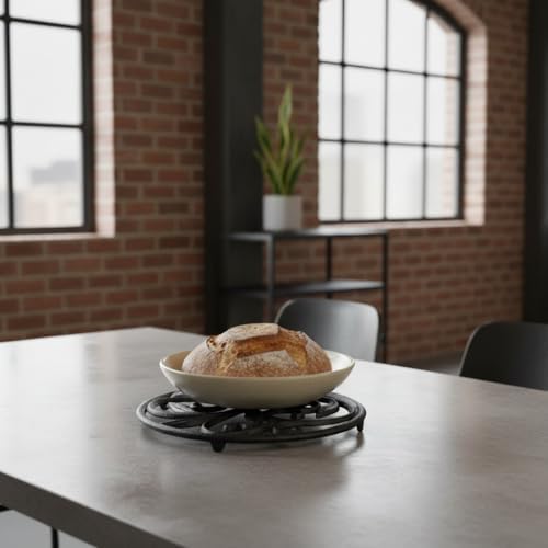 Comfy Hour 7.8" Decorative Cast Iron Trivet, Round Scrollwork Hot Pot