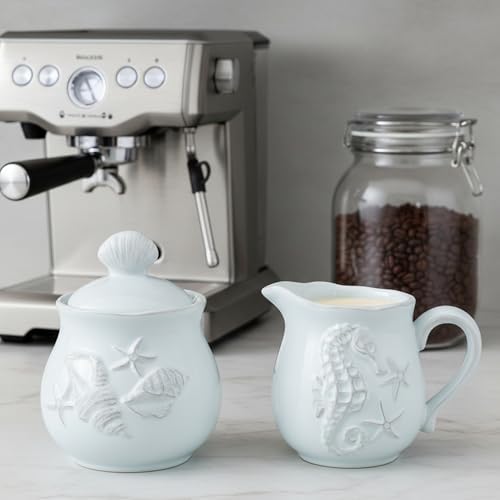 Blue Sky Ceramics Sky Ceramic Laguna Coastal Sugar and Creamer Set