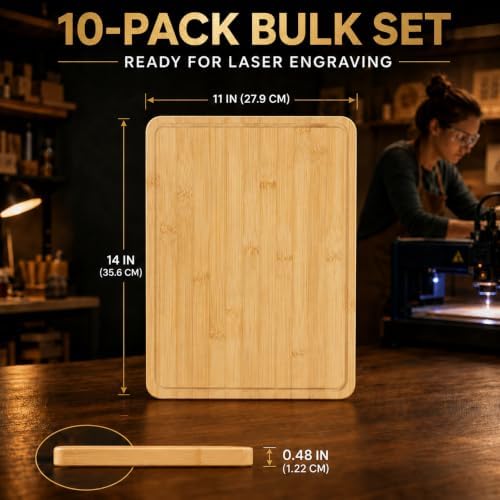 Bulk Wholesale Bamboo Cutting Boards, Set of 10, 14x11 Inch, Juice