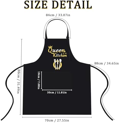 Funny Baker Black Cooking Chef Apron with 2 Pockets Gift for Women Mum