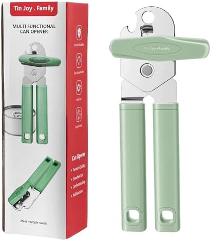 Can Opener Manual, Reinforced Blade, Effortless Knob, Non-Stick, Green