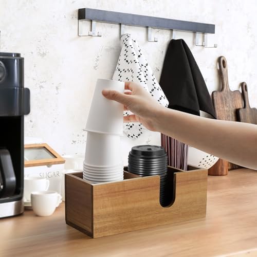 ALELION Acacia Wood Coffee Cup Holder for Countertop - Wood Coffee Bar