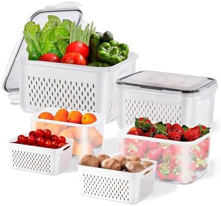 3pcs 4 in 1 Fruit Storage Containers with Removable Colanders